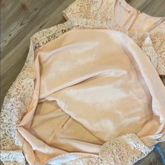 Peach A-line Mini lace Dress with round  Neck for Wedding Guest XS - Picture 8 of 11